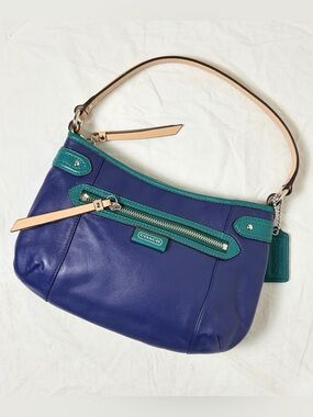 Coach Daisy Spectator Leather Shoulder Bag F23951 Blue Green Colorblock